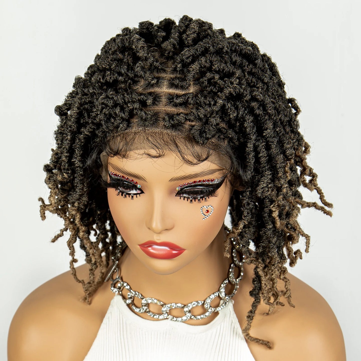 14inch Short Dreadlock Braided Wigs Synthetic Lace Front Knotless Box Braids Wig Faux Locs Braided Wigs with Baby Hair for Women