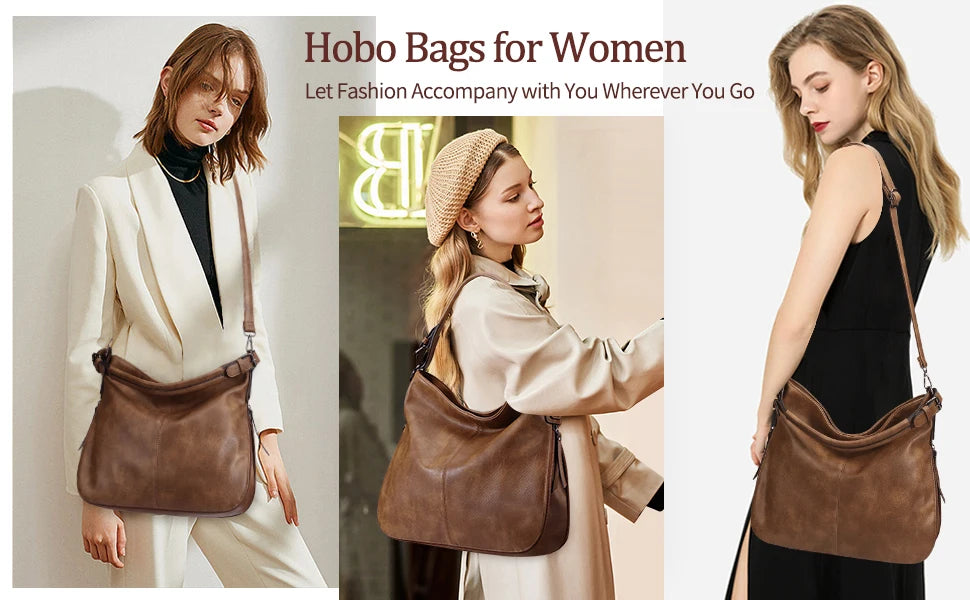 KL928 Large Purses for Women PU Leather Shoulder Handbag Crossbody Hobo Bags Ladies Tote Bags with Adjustable Shoulder Strap