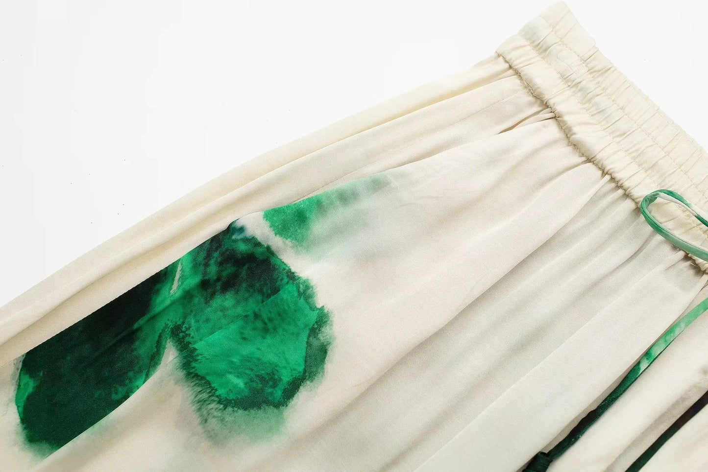 TRAFZA Women Fashion Floral Print Wide Leg Pants Loose Casual High Waist Drawstring Trousers Elegant Woman High Street Pant