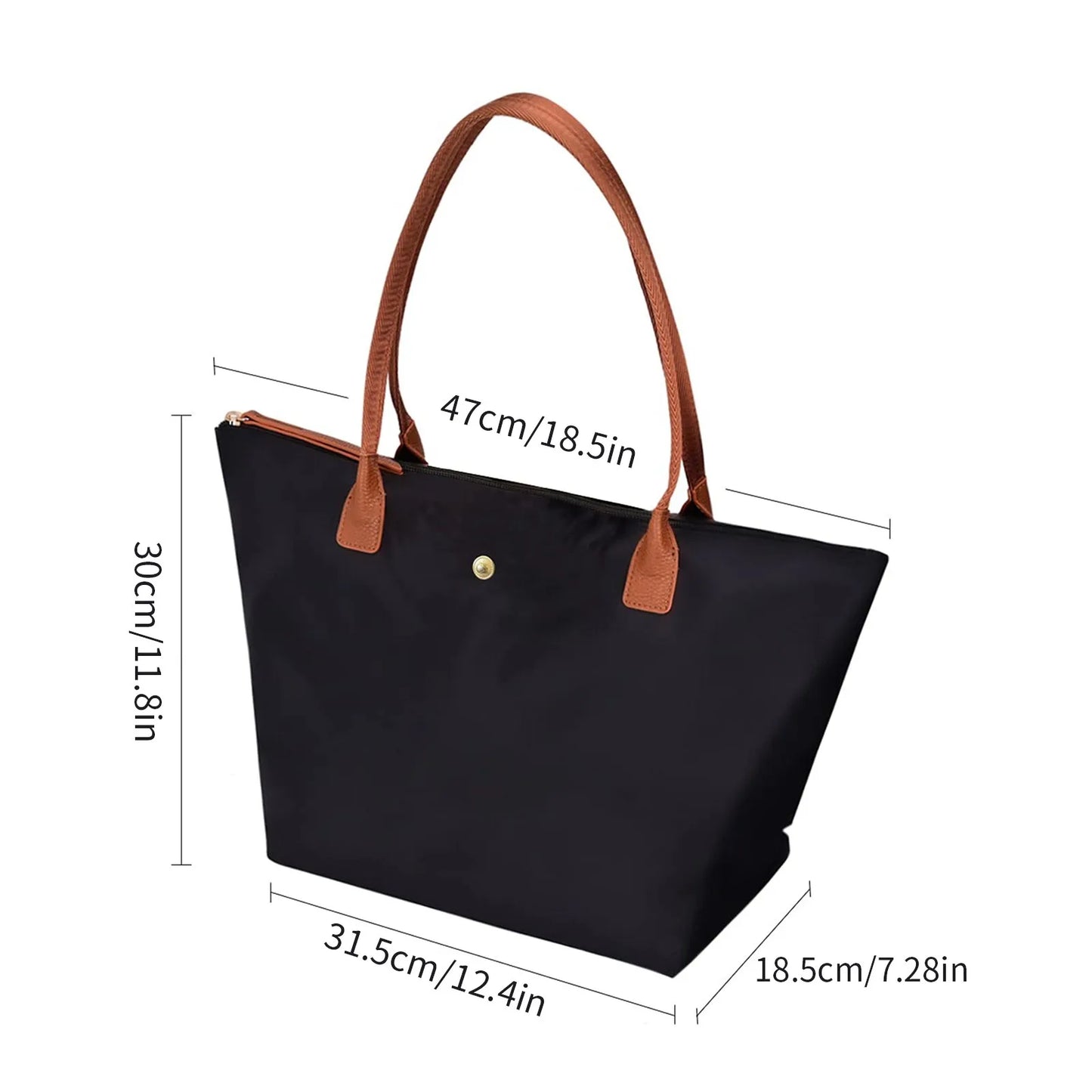 Large Capacity Shoulder Tote Bag for Women, Nylon Top-Handle Purse, Foldable Weekend Hobo Handbag Single Shoulder Soft Leather B