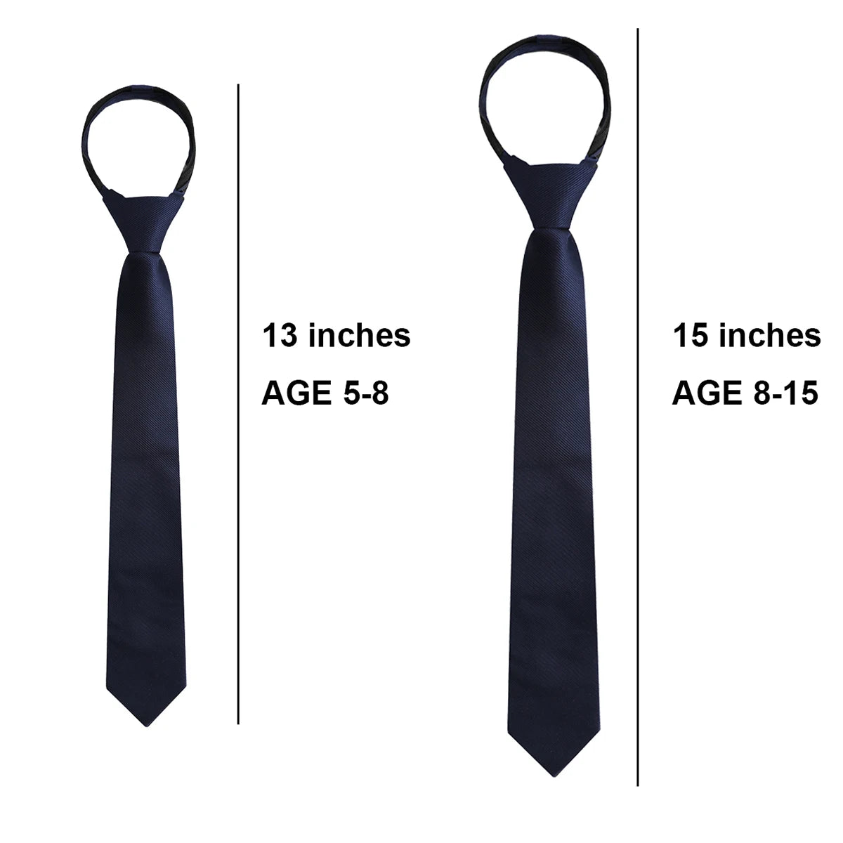 Boys Girls Neckties Kids Zipper Solid  Adjustable Accessories Teenager Students Photograph Perform Tie 6-16 Years Old