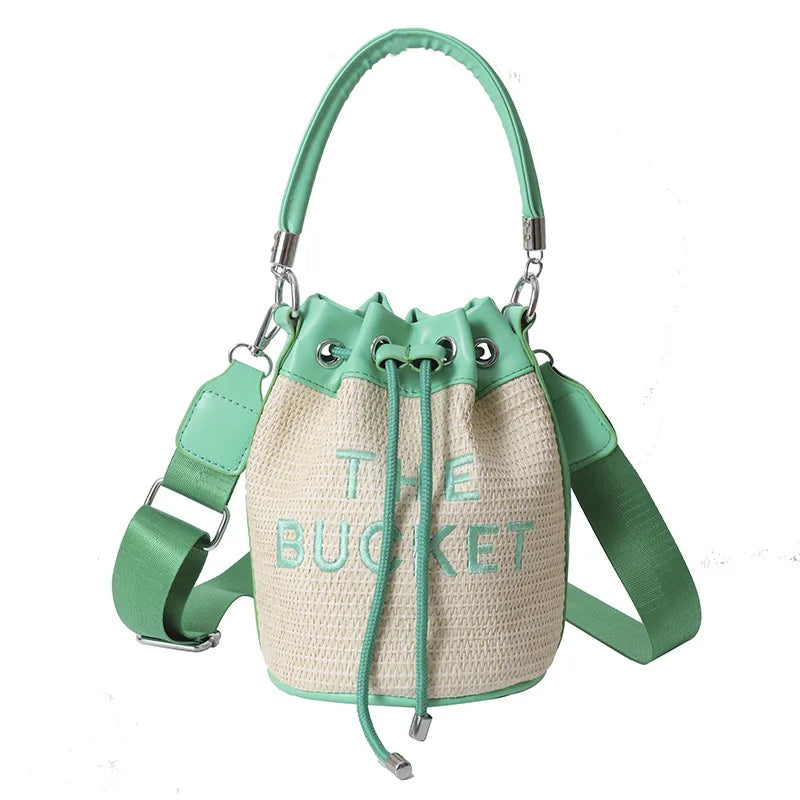 New Fashion Women's Bucket Bag Trend Brand Straw Shoulder Bag High Quality Casual Elegant Crossbody Bag Designer Luxury Handbag