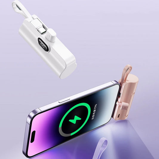 2IN1 Mini Power Bank 5000/10000mAh External Batter Plug For iPhone Huawei Type C Portable Fast Charging Pocket Power Bank