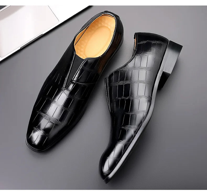Szie 48 Business Men's Shoes Casual PU Leather Shoes for Men Breathable Loafers Comfortable Classic LowCut Embossed Formal Shoes