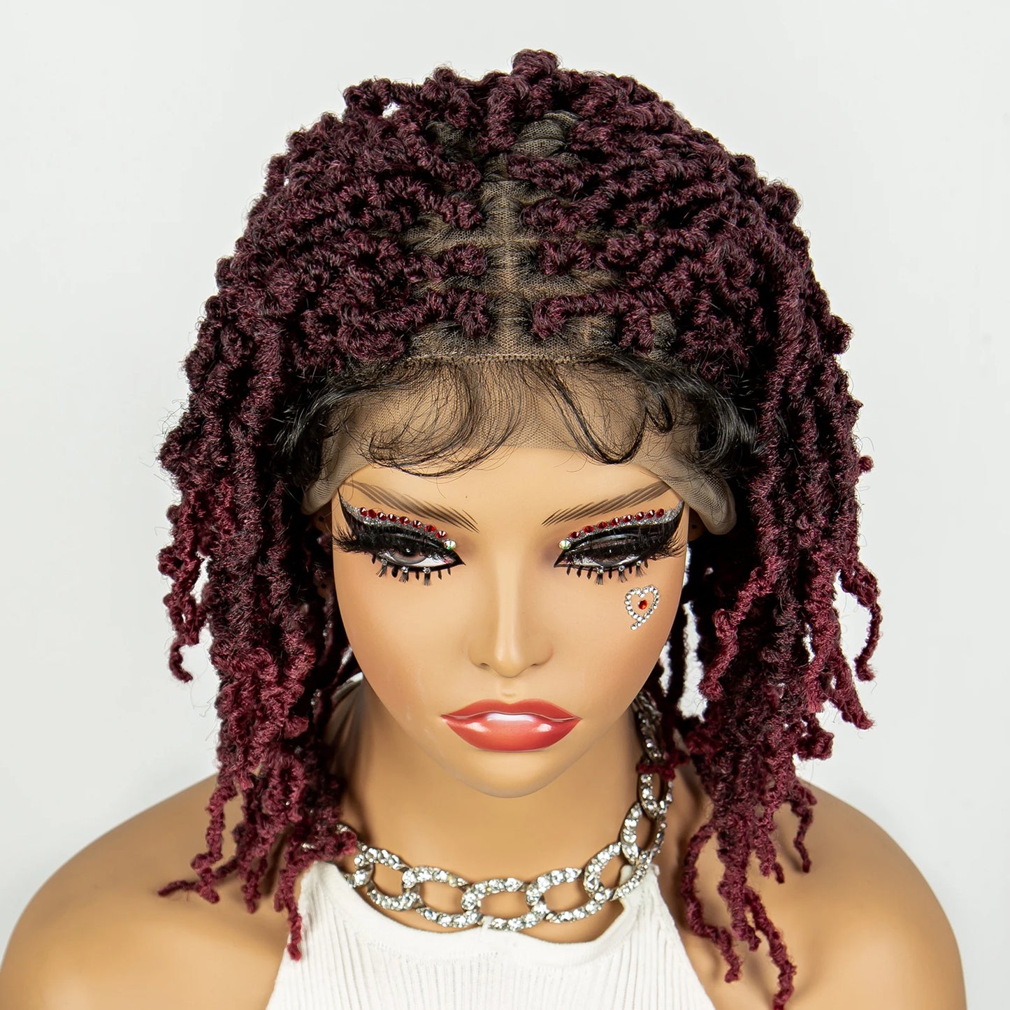 14inch Short Dreadlock Braided Wigs Synthetic Lace Front Knotless Box Braids Wig Faux Locs Braided Wigs with Baby Hair for Women