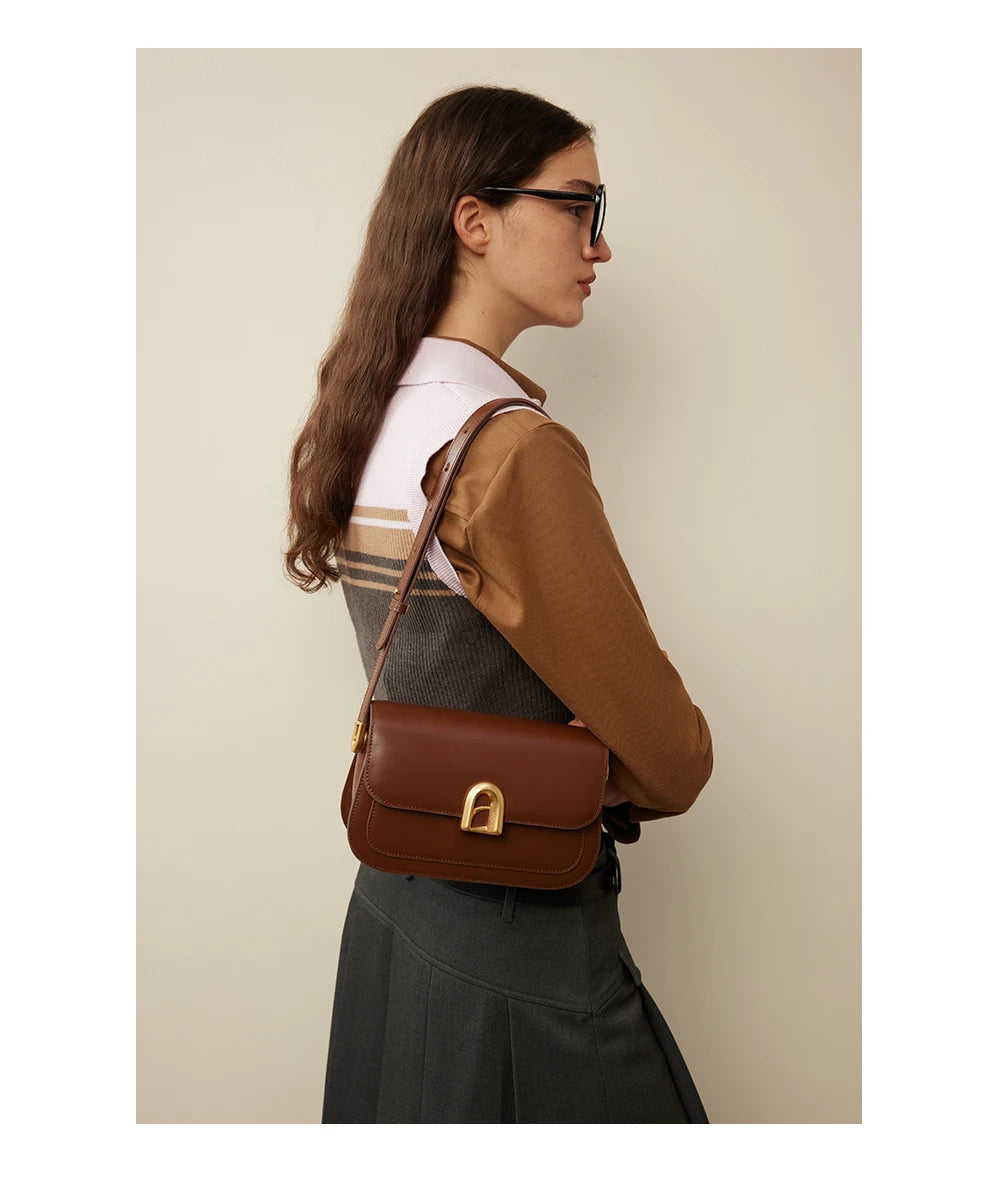 LA FESTIN Women's bag 2024 New Leather Bag Shoulder Crossbody Bag Fashion Designer Small Square Bag free shipping