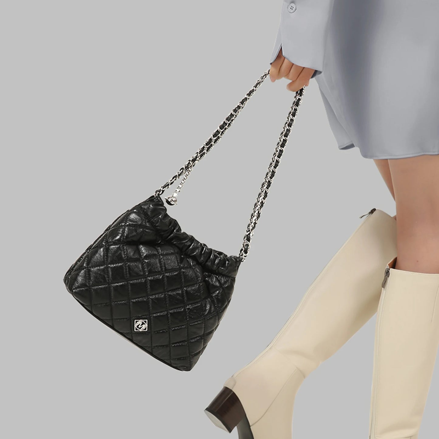 ITAMOOD Genuine Leather Hobo Bag for Women One Shoulder Crossbody Chain Bag with Luxury Designer Fashion Valentine's Day Gift