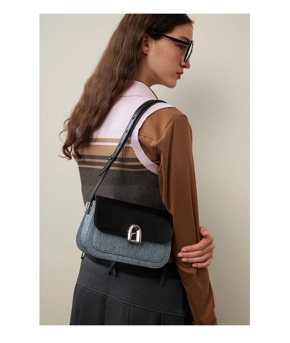 LA FESTIN Women's bag 2024 New Leather Bag Shoulder Crossbody Bag Fashion Designer Small Square Bag free shipping