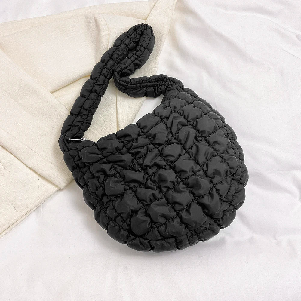 Lattice Pattern Shoulder Crossbody Bags Pleated Bubble Handbags Women Large Capacity Tote Bags Padded Ladies Quilted Shopper Bag