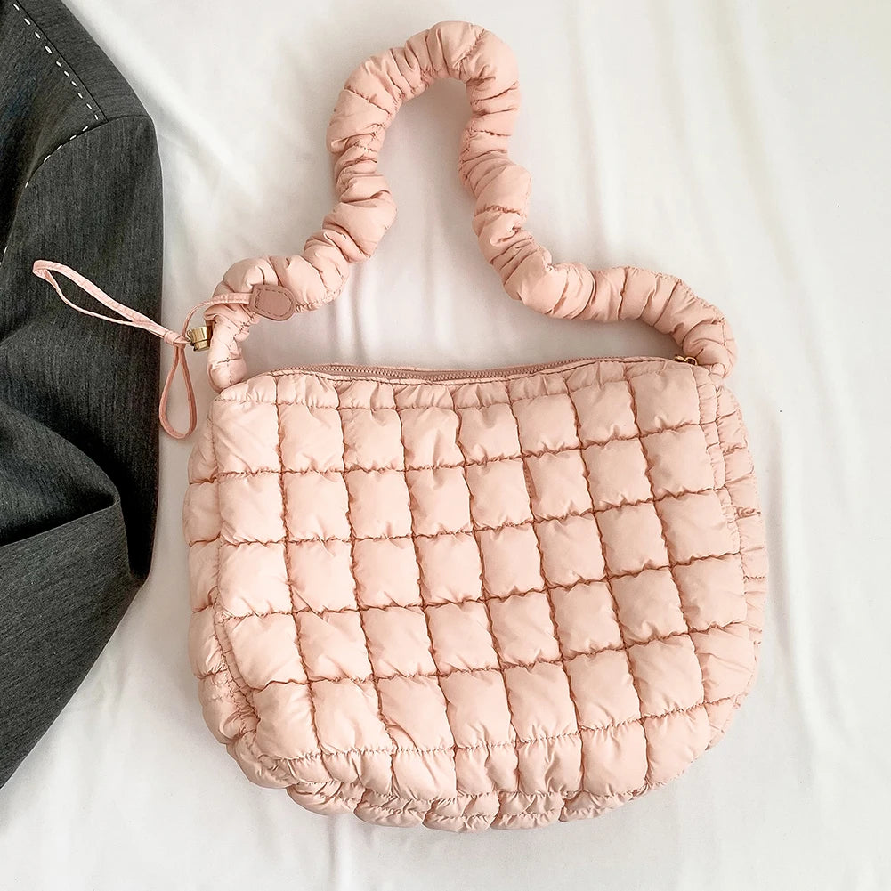 Lattice Pattern Shoulder Crossbody Bags Pleated Bubble Handbags Women Large Capacity Tote Bags Padded Ladies Quilted Shopper Bag
