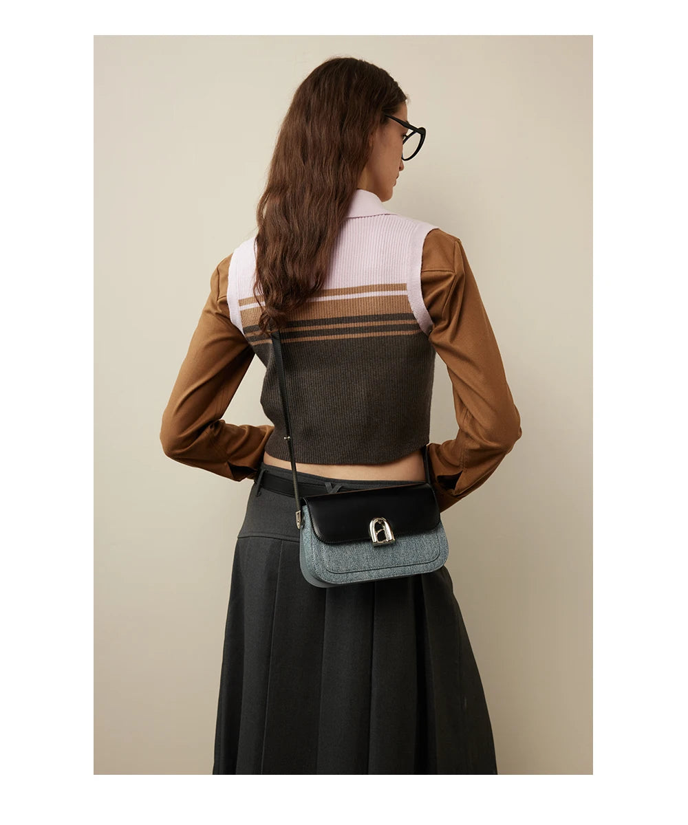 LA FESTIN Women's bag 2024 New Leather Bag Shoulder Crossbody Bag Fashion Designer Small Square Bag free shipping