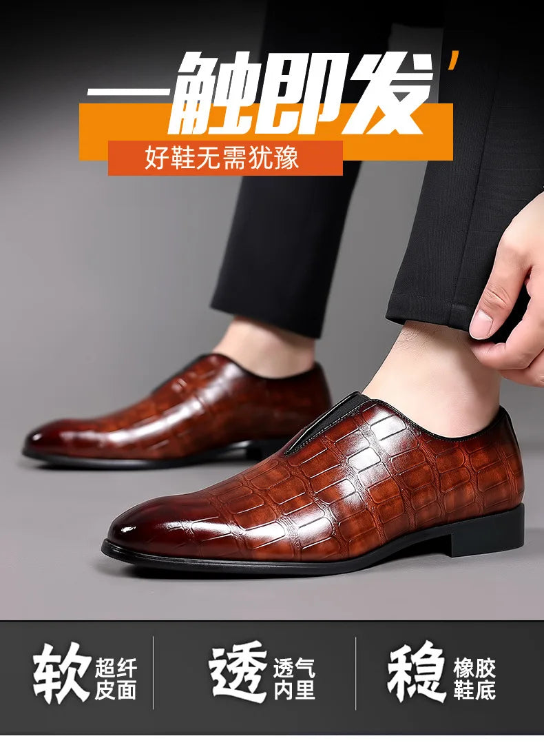 Szie 48 Business Men's Shoes Casual PU Leather Shoes for Men Breathable Loafers Comfortable Classic LowCut Embossed Formal Shoes