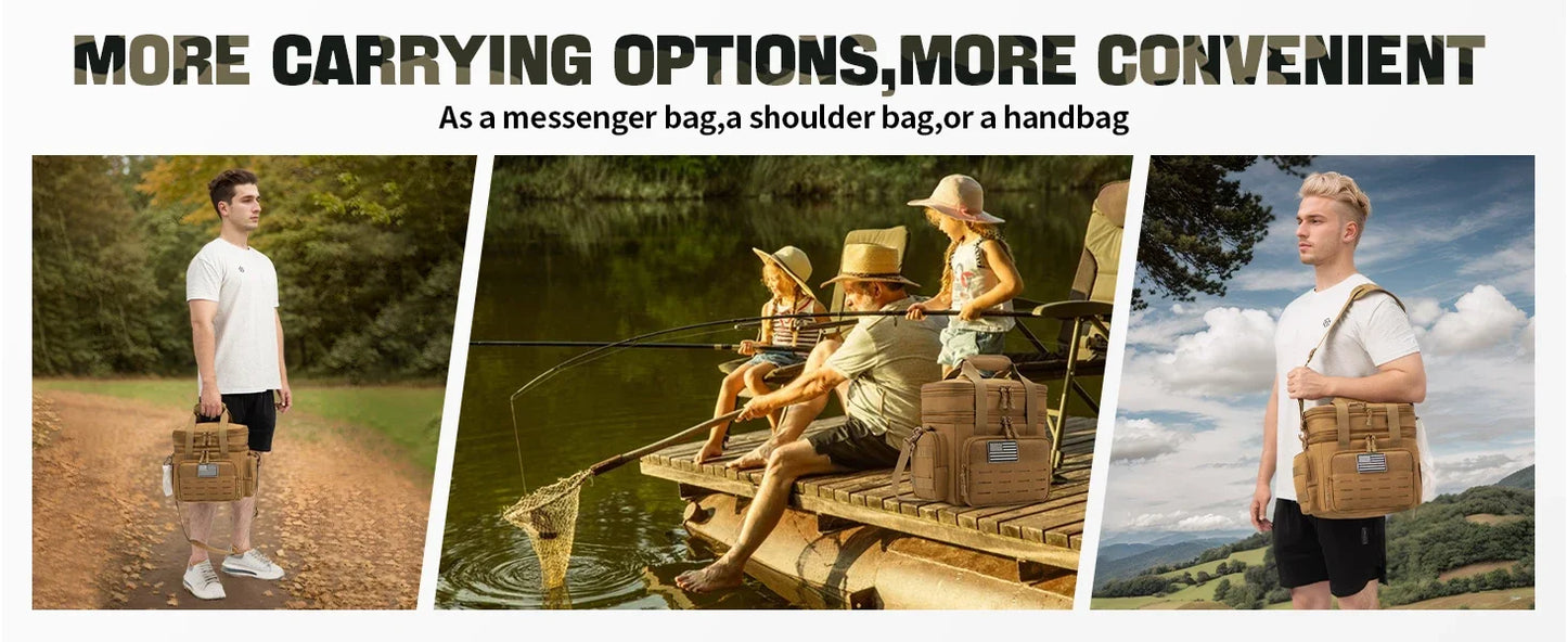 18L Tactical Lunch Box for Men Expandable Heavy Duty Insulated Cooler Bag Leakproof Thermal Bag Work Camping Outdoor Picnic