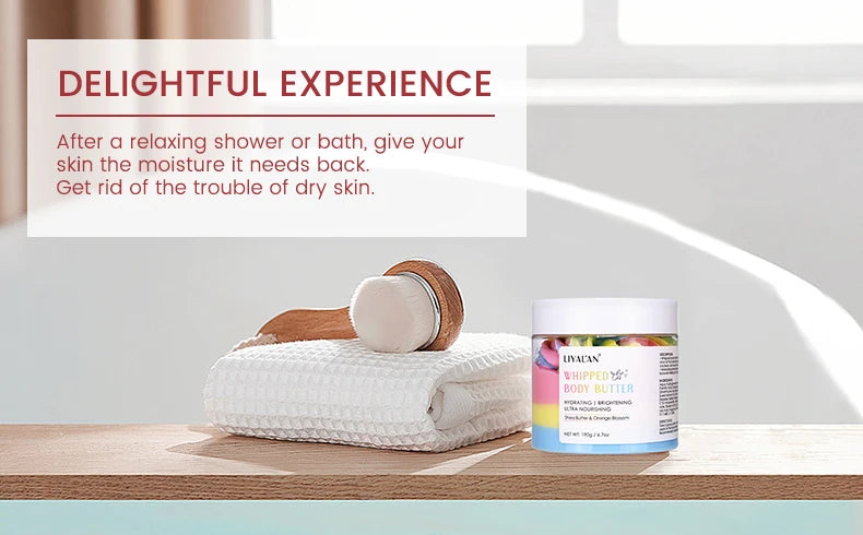 190g Rainbow Whipped Body Butter Skin Brighten Nourishing Hydrating Vegan Shea Butter Olive Oil Moisturizing Smooth Skin Dryness