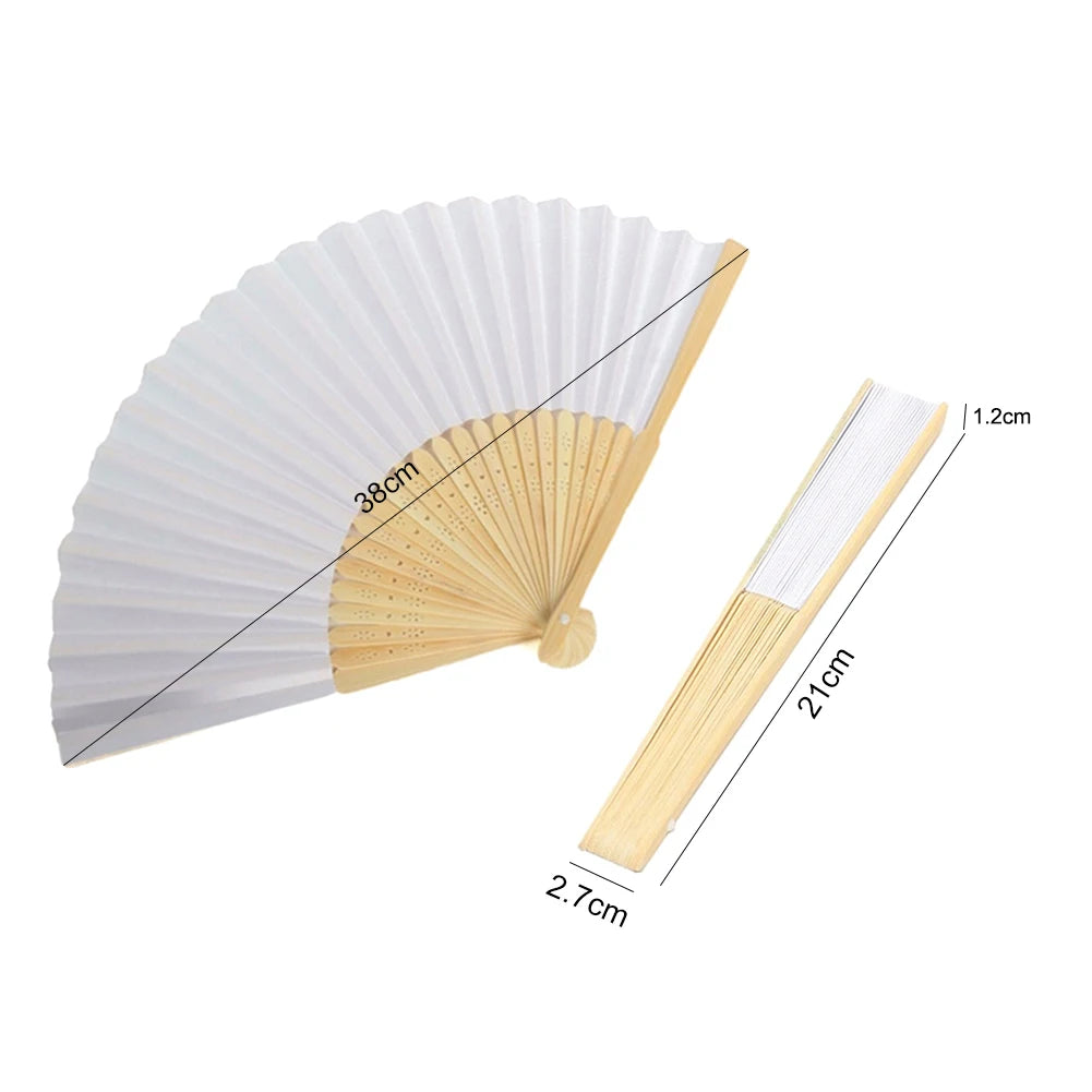Foldable Bamboo Fans, 50-1pcs Eastern Style Handheld Fan Japanese Chinese Fan for DIY Decoration Wedding Dancing Party Favors