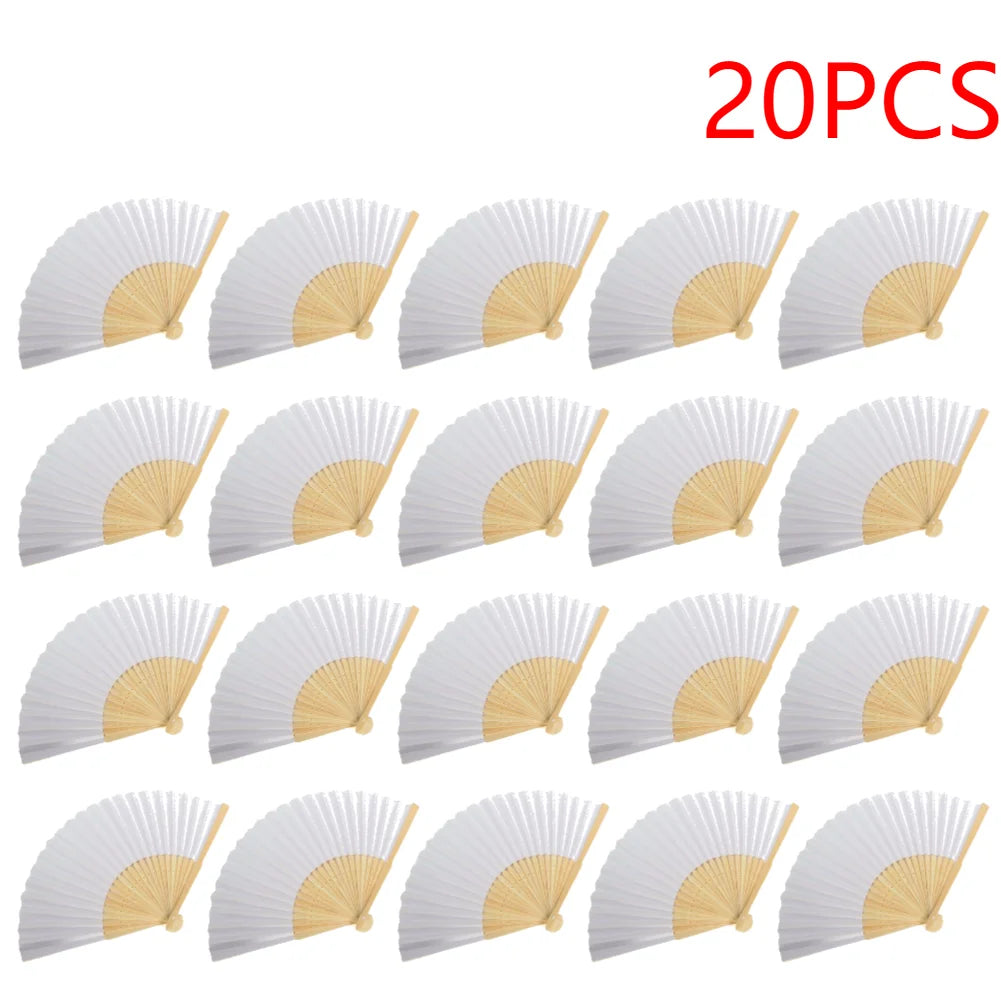 Foldable Bamboo Fans, 50-1pcs Eastern Style Handheld Fan Japanese Chinese Fan for DIY Decoration Wedding Dancing Party Favors