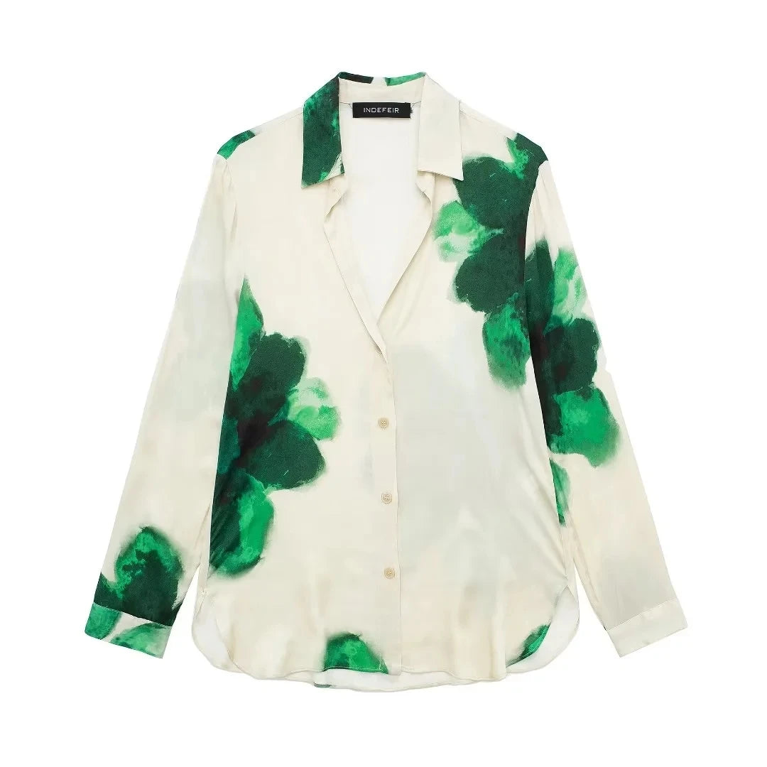 TRAFZA Women Fashion Floral Print Wide Leg Pants Loose Casual High Waist Drawstring Trousers Elegant Woman High Street Pant