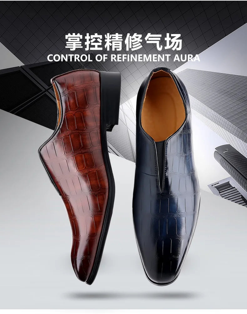 Szie 48 Business Men's Shoes Casual PU Leather Shoes for Men Breathable Loafers Comfortable Classic LowCut Embossed Formal Shoes