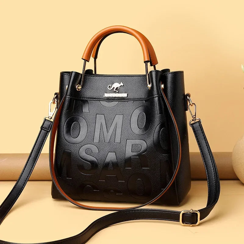 2025 New Crossbody Bag Large Capacity Popular on The Internet Same Western Style Soft Leather Embossed Shoulder Handbag