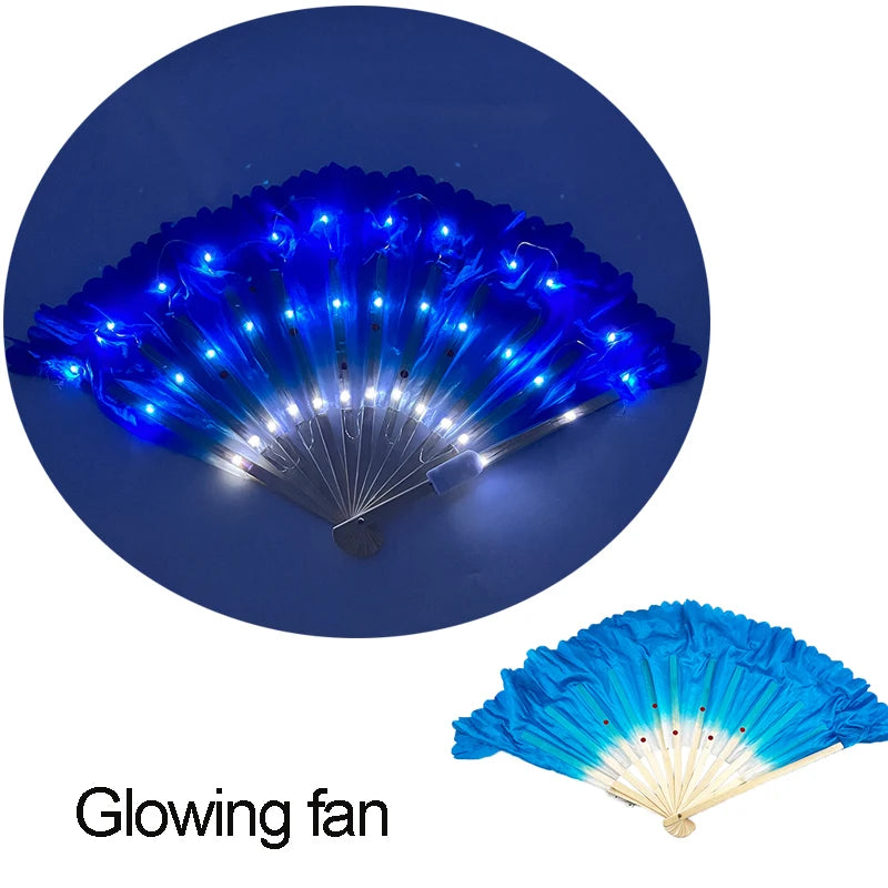 Halloween Carnival party lighting supplies 10inches  LED neon light rave fan  folding luminous fan glowing in the party