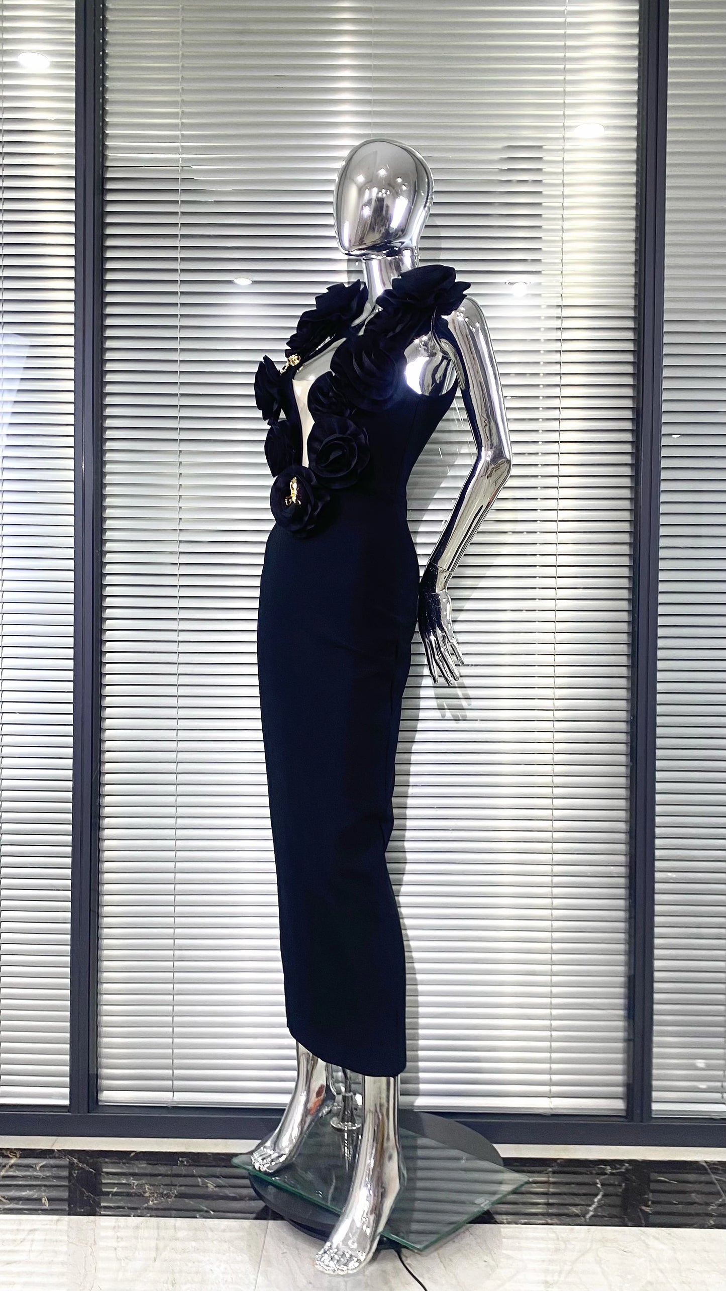 Red And Black Sexy Plow Cut Package Hip Floor Length Dress Graceful Woman Party Dress Cocktail Party Outfit