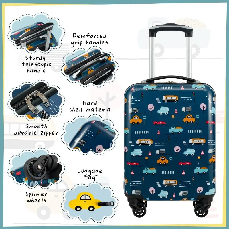 Kid’s Luggage Set 5 Piece Suitcase Set 16’’ Carry on Hardside Spinner Toddler Luggage Travel Rolling Luggage Girls Boys