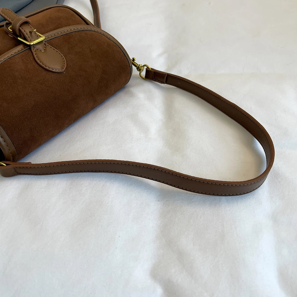 Korean Fashion New Small Square Bag Shoulder Bags Brown Niche Retro Suede Surface Leisure Versatile Trend Lady Crossbody Bags