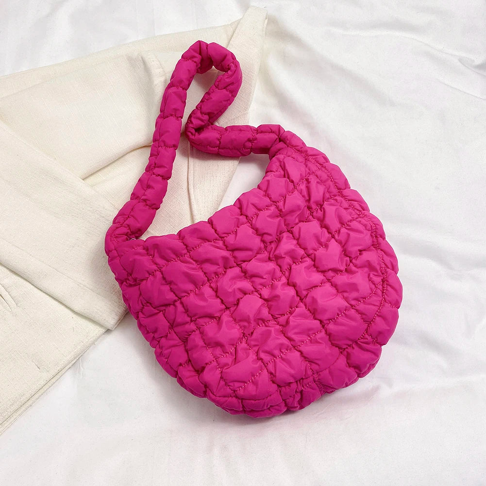 Lattice Pattern Shoulder Crossbody Bags Pleated Bubble Handbags Women Large Capacity Tote Bags Padded Ladies Quilted Shopper Bag