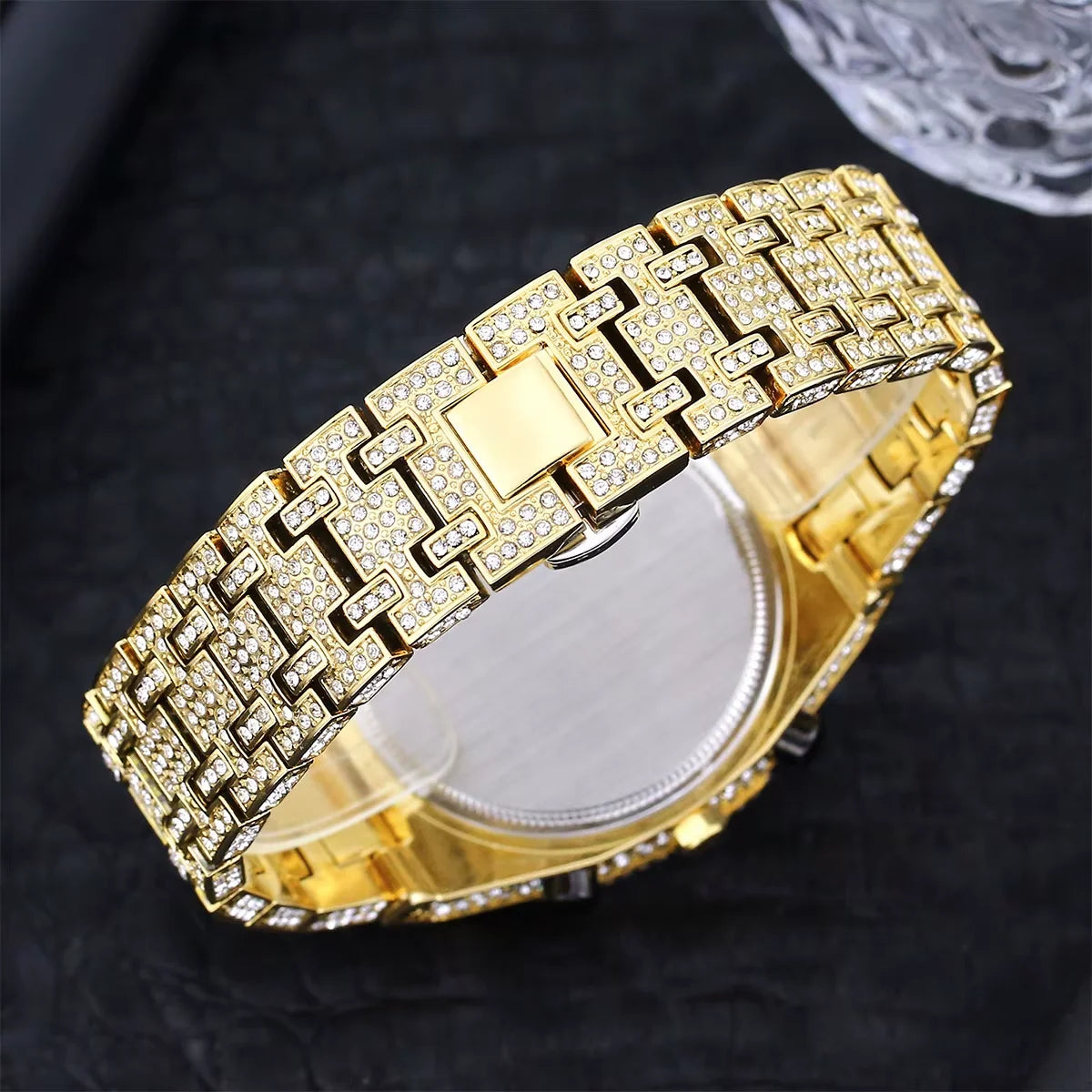 Bubble Letter Bust Down Date Chronograph Man Iced Out Watch Relogio Masculio