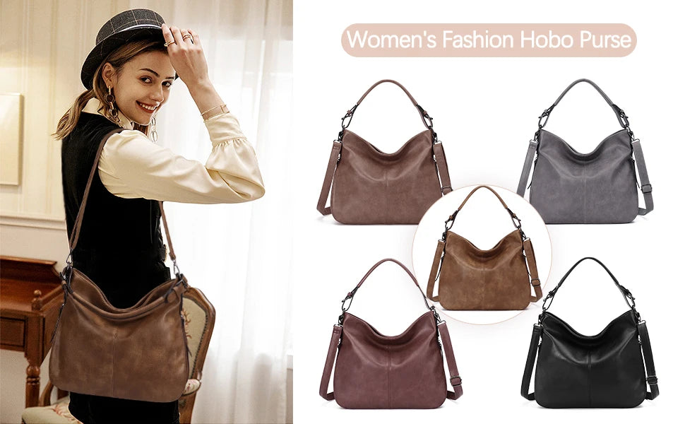 KL928 Large Purses for Women PU Leather Shoulder Handbag Crossbody Hobo Bags Ladies Tote Bags with Adjustable Shoulder Strap