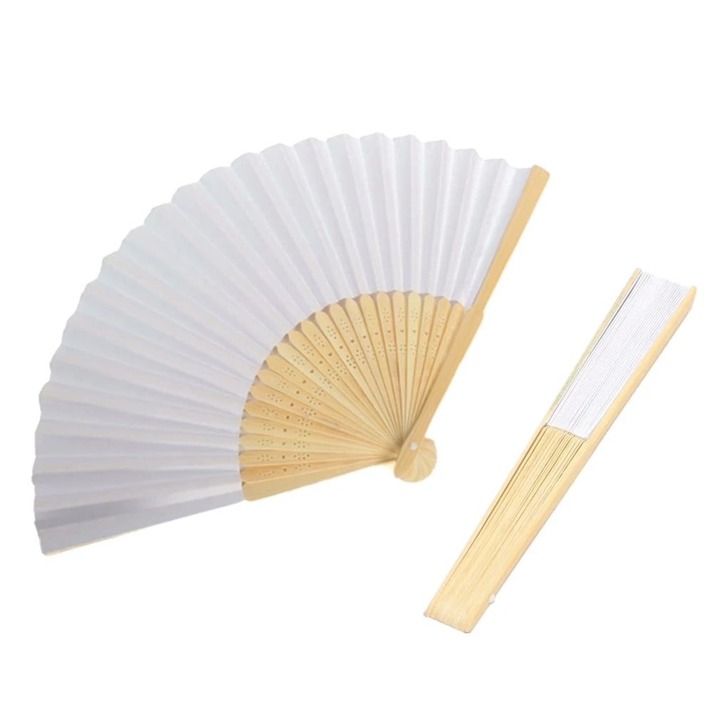 Foldable Bamboo Fans, 50-1pcs Eastern Style Handheld Fan Japanese Chinese Fan for DIY Decoration Wedding Dancing Party Favors