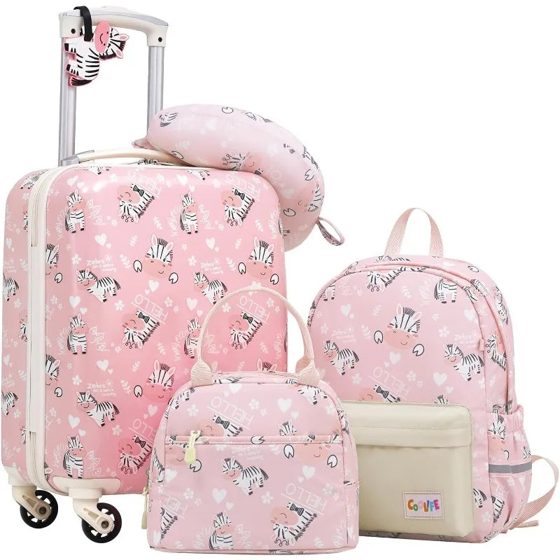 Kid’s Luggage Set 5 Piece Suitcase Set 16’’ Carry on Hardside Spinner Toddler Luggage Travel Rolling Luggage Girls Boys
