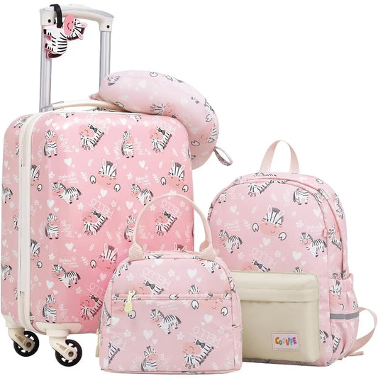 Kid’s Luggage Set 5 Piece Suitcase Set 16’’ Carry on Hardside Spinner Toddler Luggage Travel Rolling Luggage Girls Boys