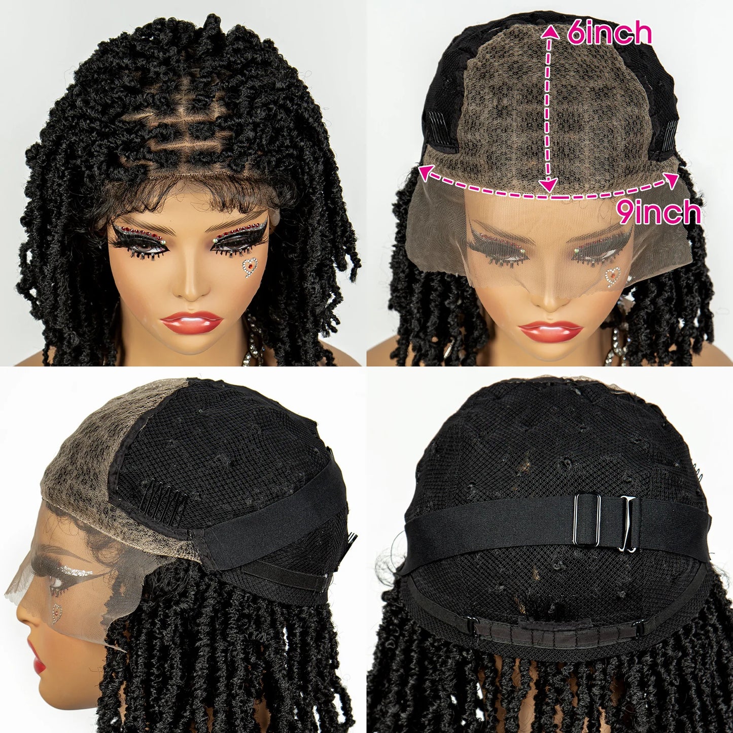 14inch Short Dreadlock Braided Wigs Synthetic Lace Front Knotless Box Braids Wig Faux Locs Braided Wigs with Baby Hair for Women