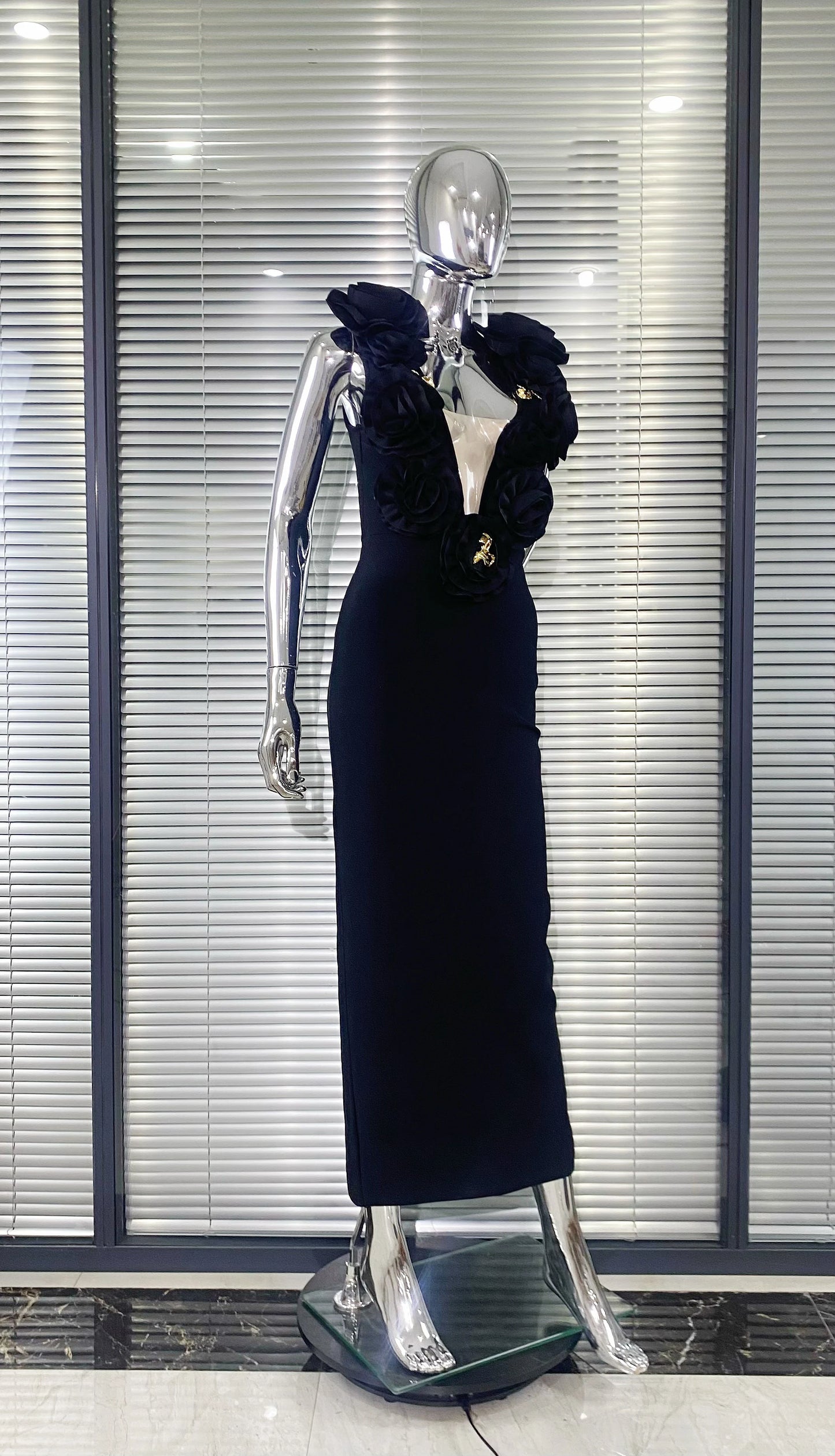 Red And Black Sexy Plow Cut Package Hip Floor Length Dress Graceful Woman Party Dress Cocktail Party Outfit