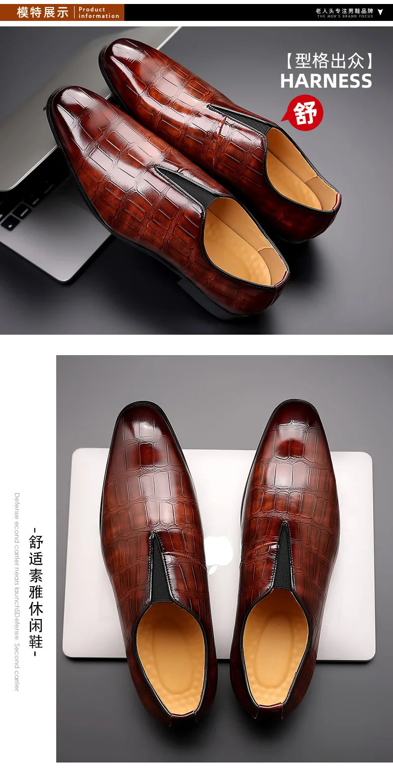 Szie 48 Business Men's Shoes Casual PU Leather Shoes for Men Breathable Loafers Comfortable Classic LowCut Embossed Formal Shoes