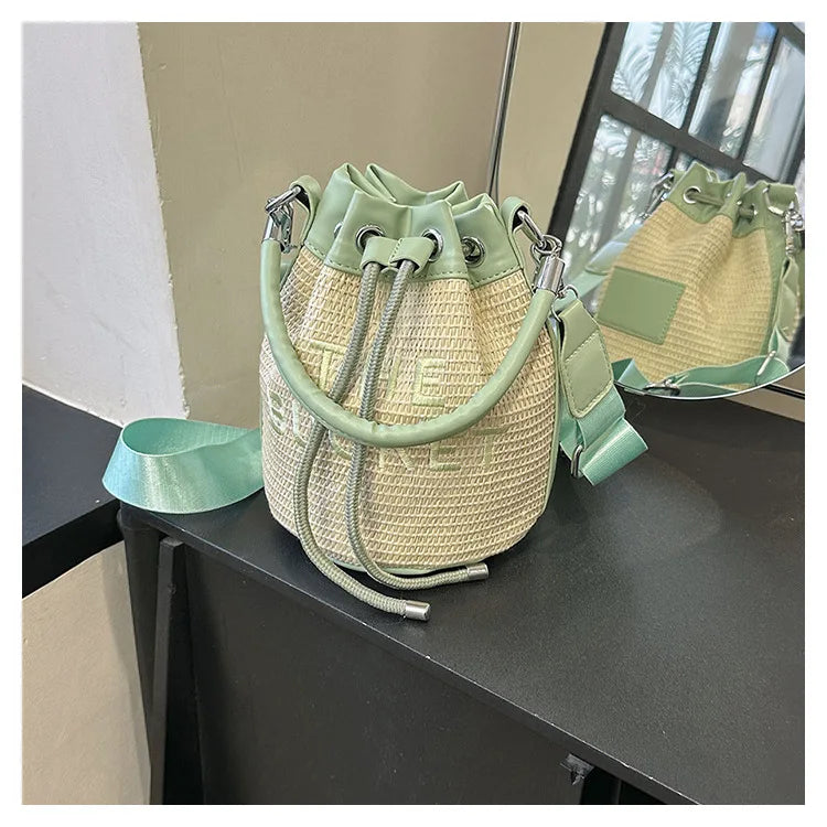 New Fashion Women's Bucket Bag Trend Brand Straw Shoulder Bag High Quality Casual Elegant Crossbody Bag Designer Luxury Handbag