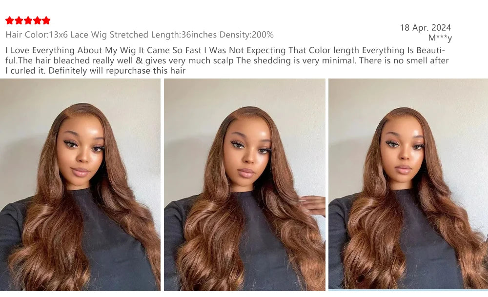 13x6 Chocolate Brown HD Lace Front Human Hair Wigs Body Wave Human Hair Wig 46 Inch 200Density Colored Human Hair Wigs For Women