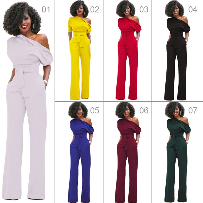 Women's Formal Jumpsuit Rompers Wide Leg Trousers  Casual Sleeveless Long Pants Fashion Evening Party Wedding Decor