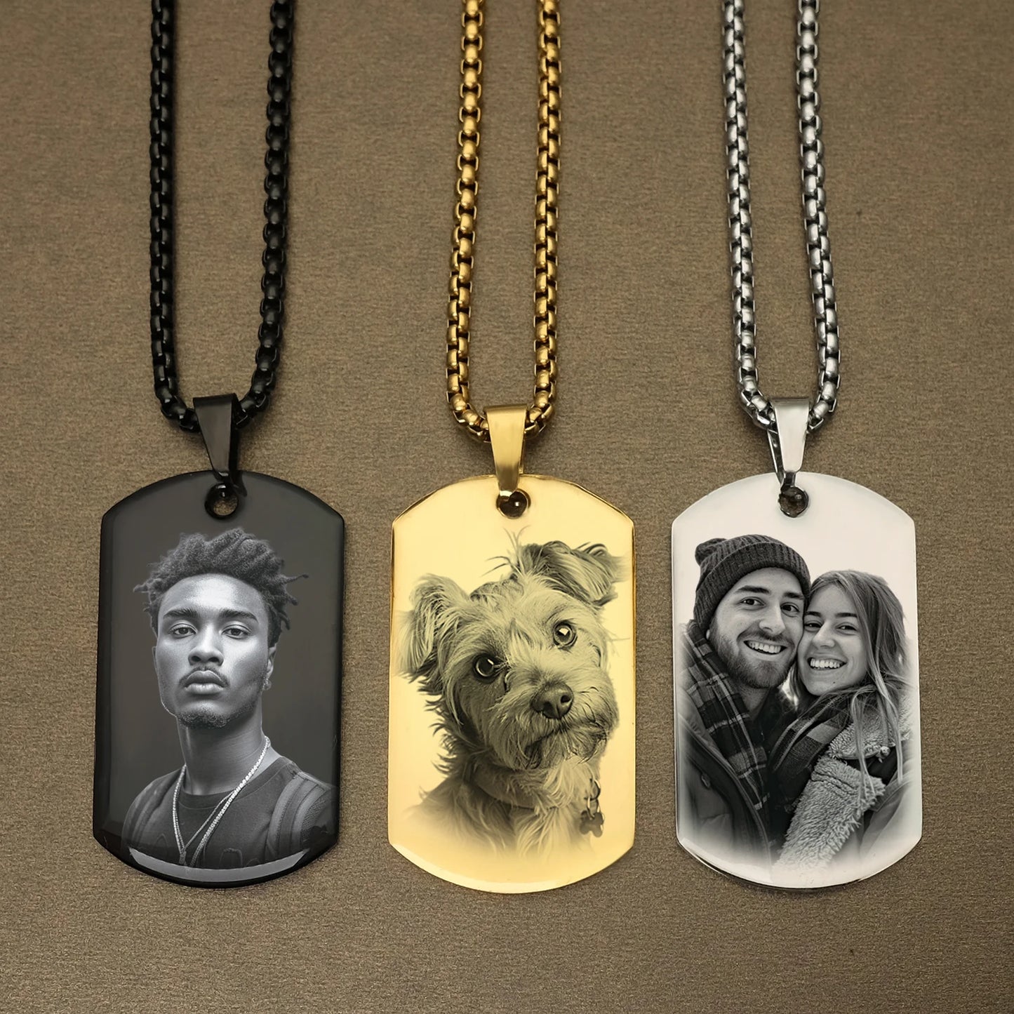 Personalized Photo Necklace Pendant Custom Pet Memorial Necklace,Customized Engraved Necklace with Photo Christmas Gifts