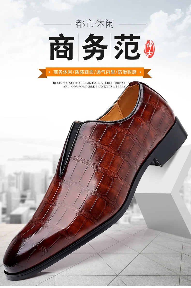 Szie 48 Business Men's Shoes Casual PU Leather Shoes for Men Breathable Loafers Comfortable Classic LowCut Embossed Formal Shoes