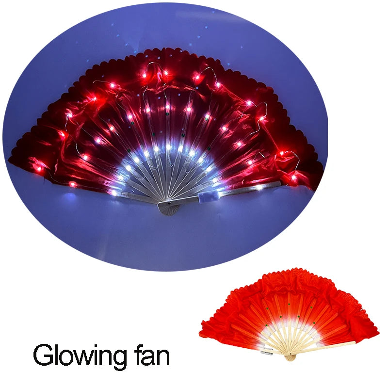Halloween Carnival party lighting supplies 10inches  LED neon light rave fan  folding luminous fan glowing in the party