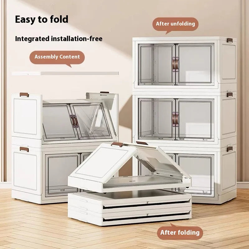 3/4/5 Layers Multifunction Folding Living Room Cabinet Closet Organizer With Wheel Stackable Large Capacity Storage Boxes