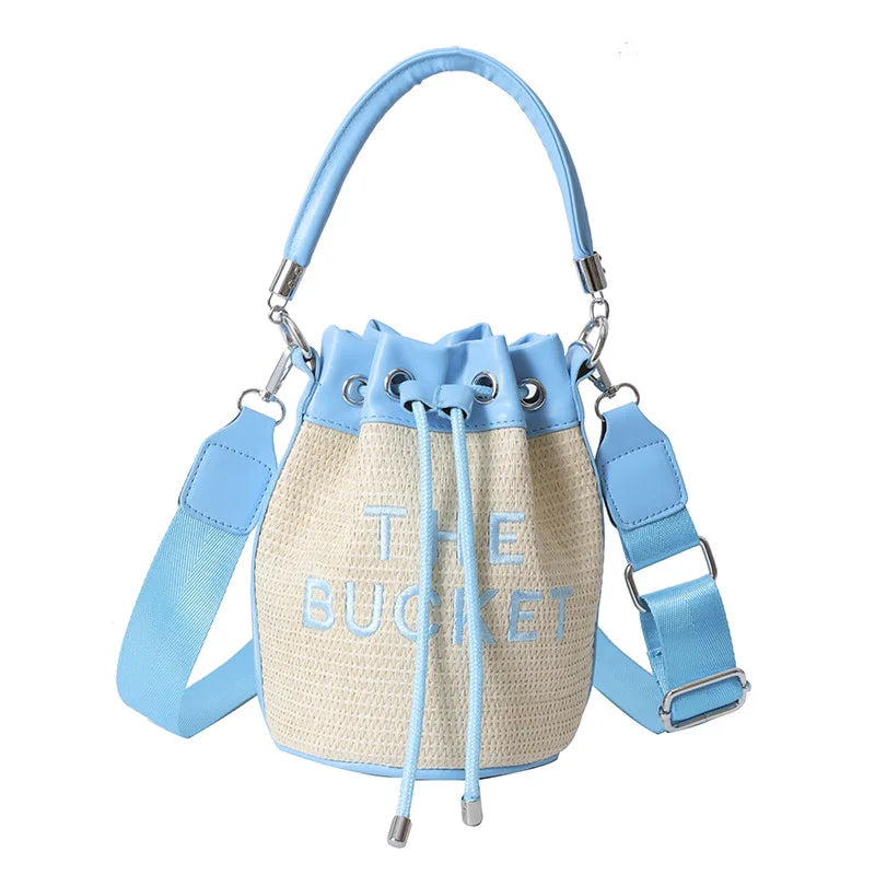 New Fashion Women's Bucket Bag Trend Brand Straw Shoulder Bag High Quality Casual Elegant Crossbody Bag Designer Luxury Handbag