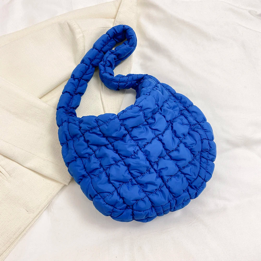 Lattice Pattern Shoulder Crossbody Bags Pleated Bubble Handbags Women Large Capacity Tote Bags Padded Ladies Quilted Shopper Bag