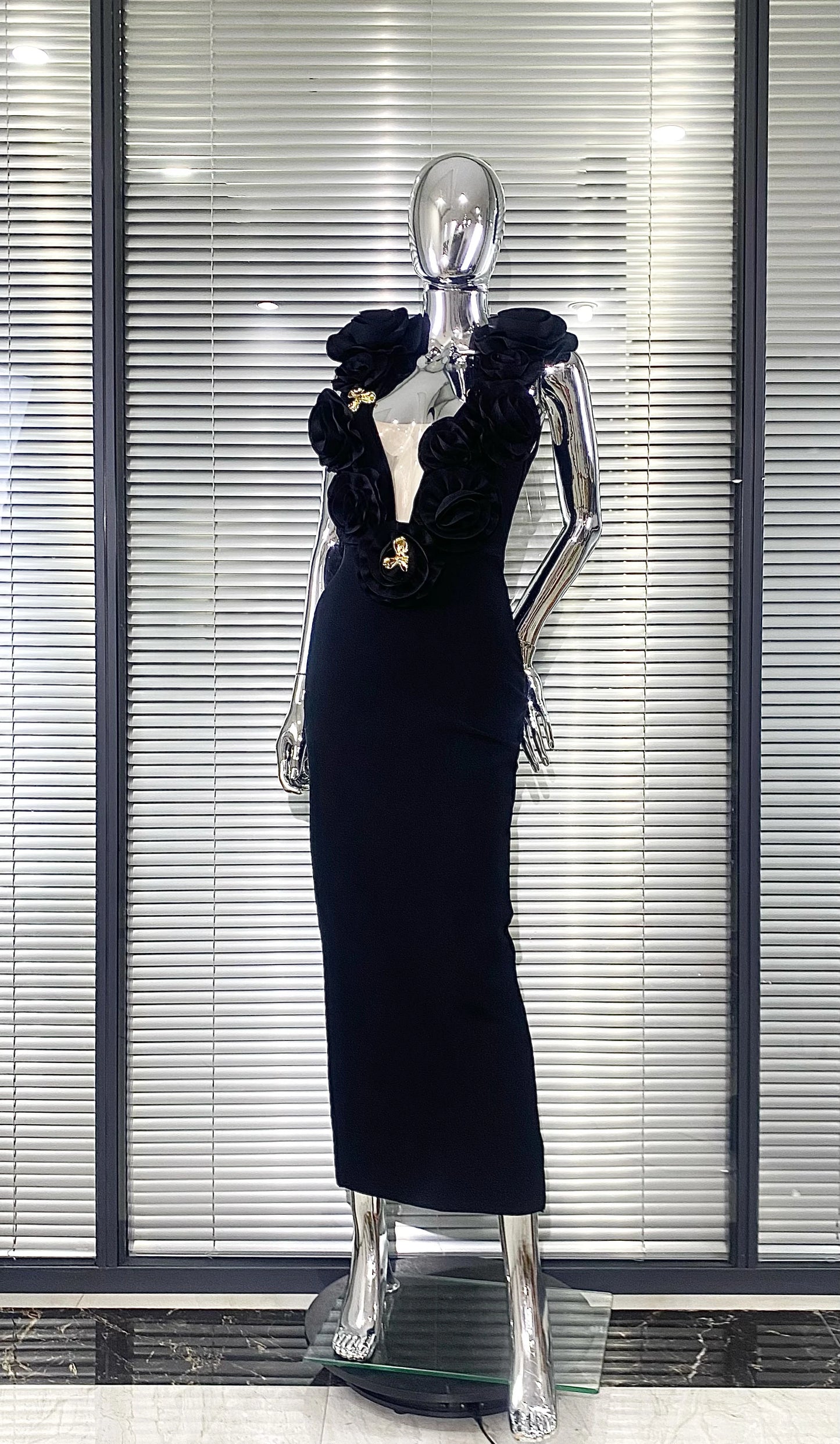 Red And Black Sexy Plow Cut Package Hip Floor Length Dress Graceful Woman Party Dress Cocktail Party Outfit