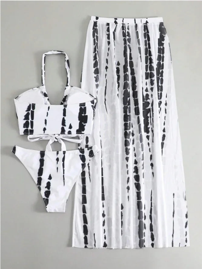 New Hot Sale Of The Season Women's Bikini Swimsuit Three-Piece Set Printed Separate Design Swimming Costume Female Fashionable B
