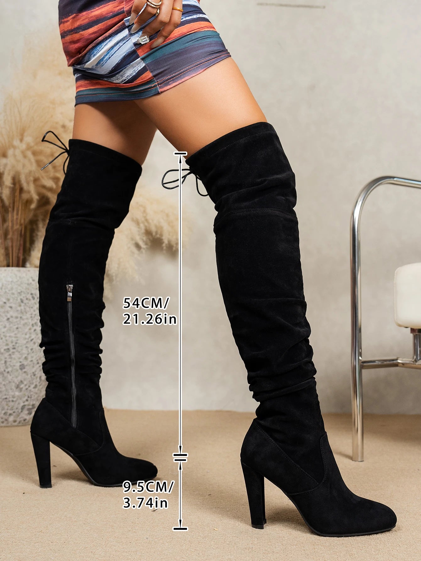Over-knee long boots, long boots, new spring and autumn thin European and American suede piled up with high heels