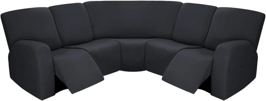 PureFit 7-Pieces Sectional Sofa Covers, Extra Large Sectional Recliner Couch Covers for Reclining L Shape Couches Sofas, Stretch