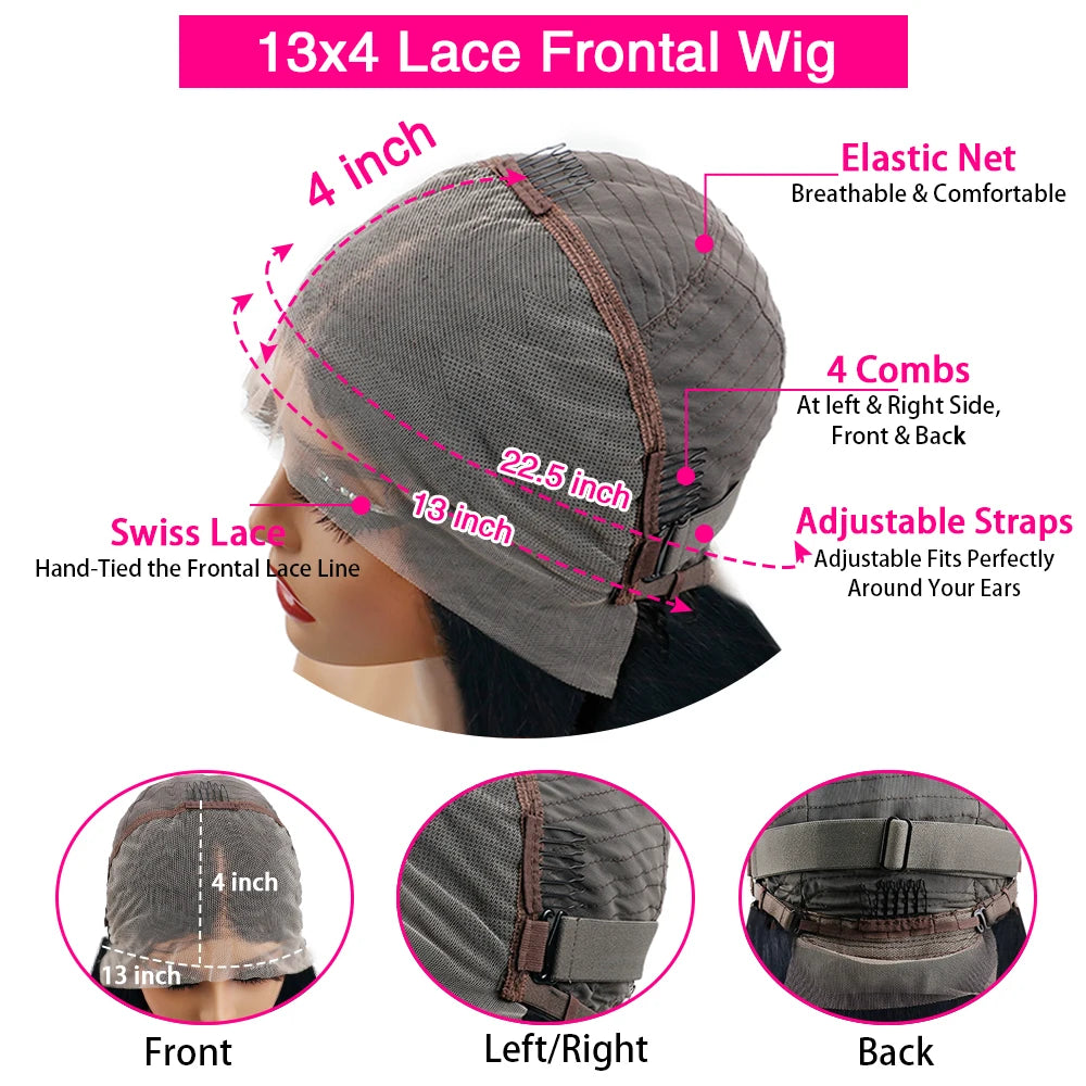 13x6 Chocolate Brown HD Lace Front Human Hair Wigs Body Wave Human Hair Wig 46 Inch 200Density Colored Human Hair Wigs For Women